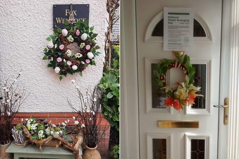 Two of Eddisbury and Sandiway Flower Club National Flower Arranging Day Arrangements