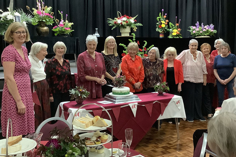 A group photo taken at the Ashton Hayes & Tarvin Flower Club AGM.