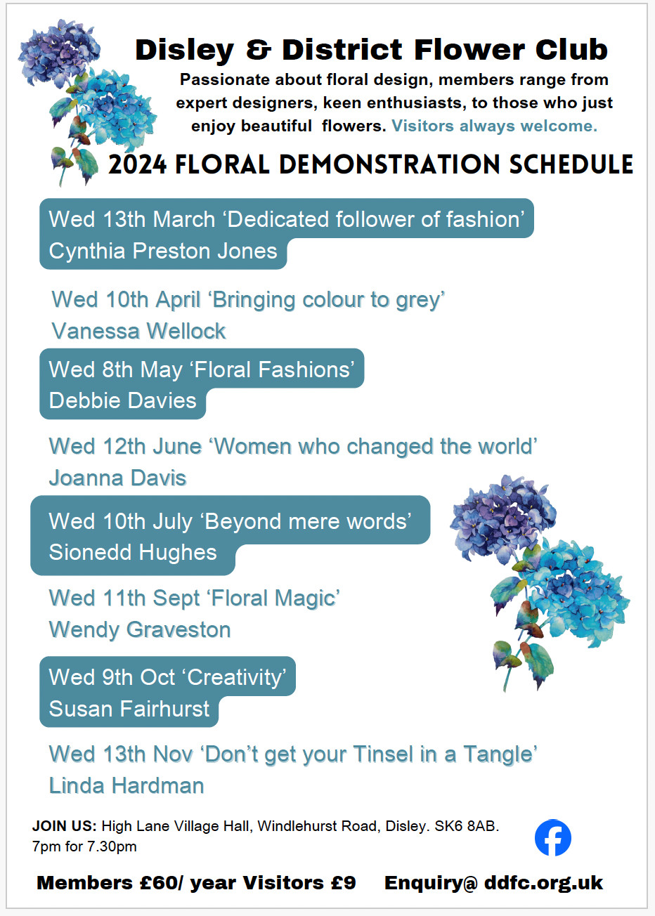 Disley and District Flower Club 2024 programme