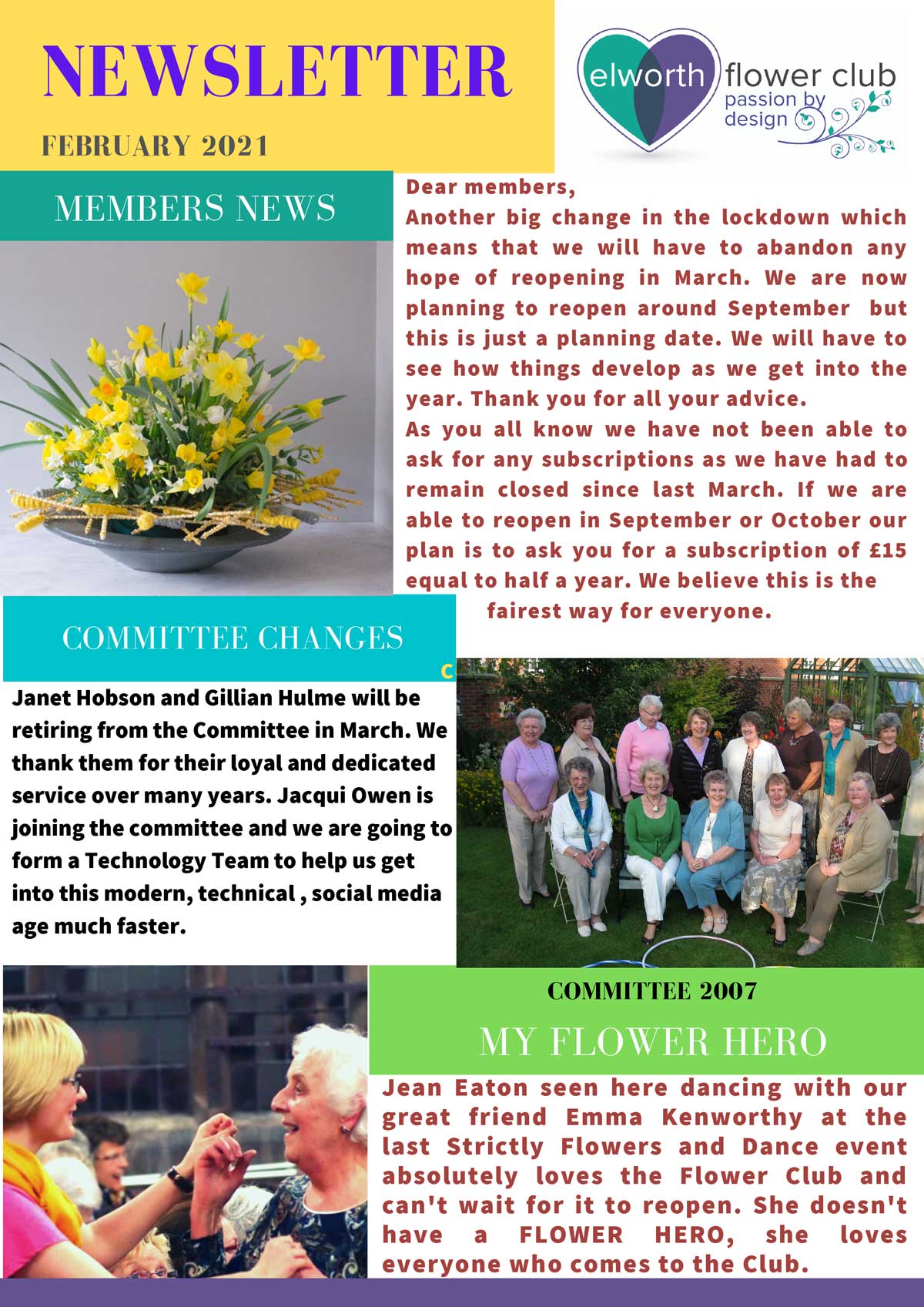 Elworth Flower Club February 2021 Newsletter Page 1