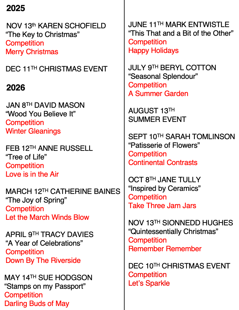 Goostrey Flower Club 2026 Programme Image