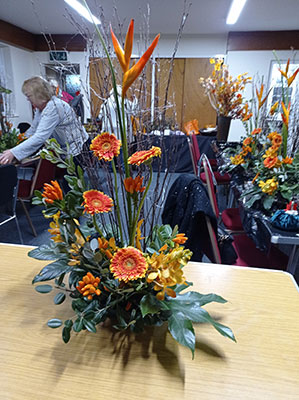 A photo taken at an evening with Mark Entwistle, creating Halloween floral designs, at Hale Barns Flower Club