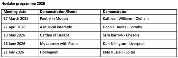 Hoylake Flower Club 2025 Programme