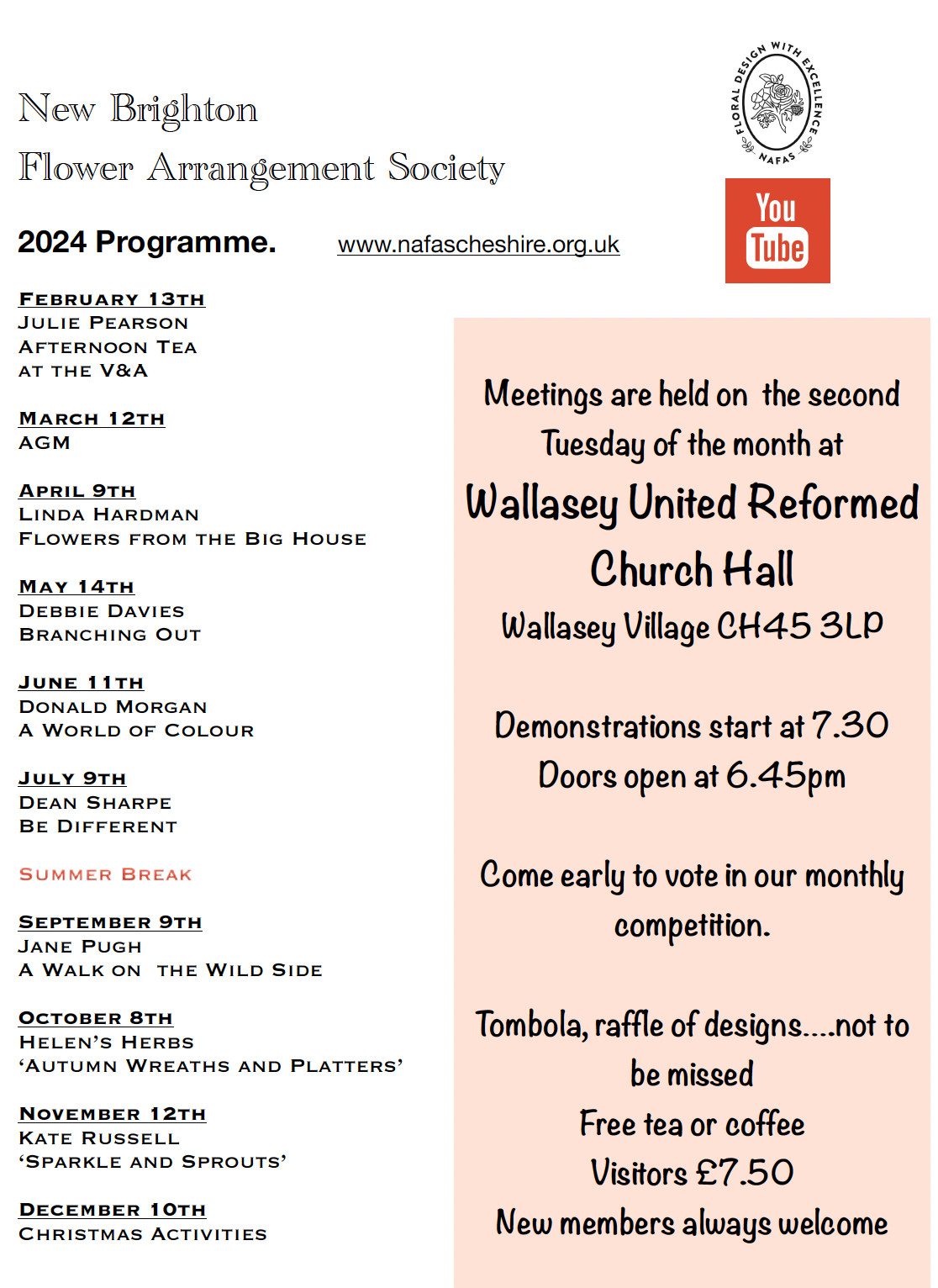 NAFAS Cheshire Flower Arranging Clubs New Brighton Flower