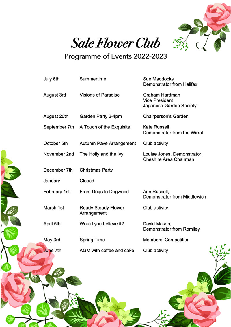 A photo of Sale Flower Club's programme