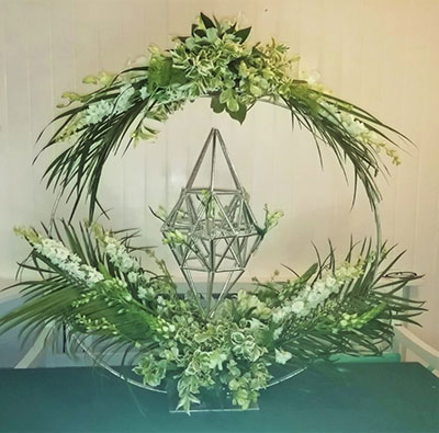 A special Diamond Anniversary piece created by Debbie Davies for  Wistaston and District Flower Club