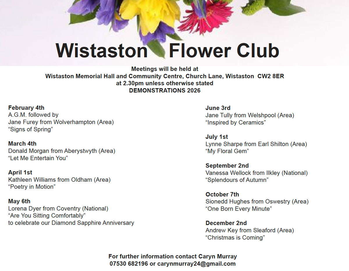 Wistaston and District Flower Club Programme