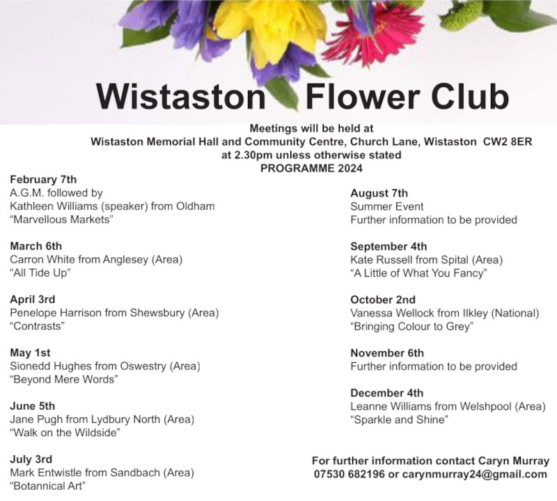 Wistaston and District Flower Club Programme