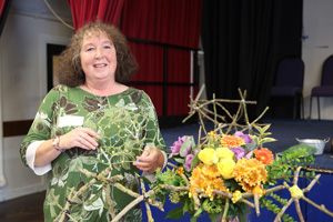 A photo of demonstrator Jackie Charnock taken at the Cheshire Area of NAFAS Education Day held on 23rd October 2021