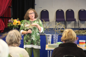 A photo of demonstrator Jackie Charnock taken at the Cheshire Area of NAFAS Education Day held on 23rd October 2021