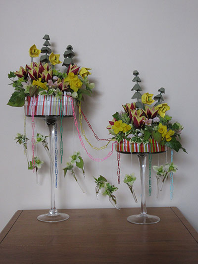 Sandra Wilson's flower arrangement in the Bits and Pieces class of the Royal Cheshire County 'Virtual' Show 2021