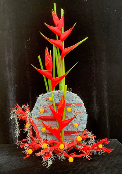 Mark Entwistle's Silver Award Winning flower arrangement in the Bits and Pieces class of the Royal Cheshire County 'Virtual' Show 2021