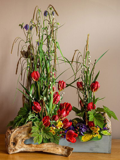 Denise Hubbard's flower arrangement in the Landscape class of the Royal Cheshire County 'Virtual' Show 2021