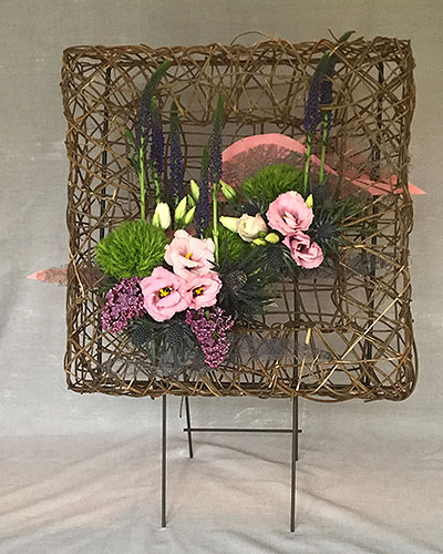 Gill Davies' Silver Award Winning flower arrangement in the Landscape class of the Royal Cheshire County 'Virtual' Show 2021