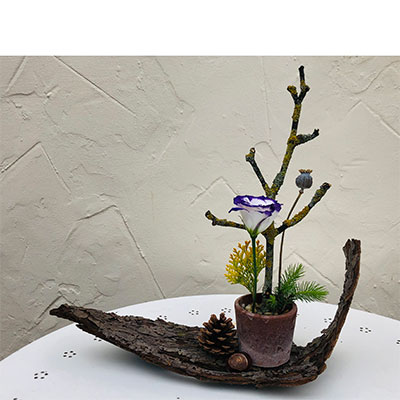 Sue Birch's flower arrangement in the Landscape class of the Royal Cheshire County 'Virtual' Show 2021