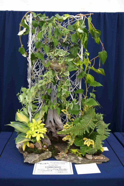 An entry in Entwined class at the 2023 Royal Cheshire Show, incorporating the Cheshire Area Show in the Theatre of Flowers