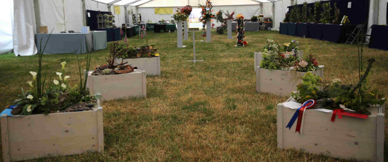 Entries in Nature's Restful Mood class at the 2023 Royal Cheshire Show, incorporating the Cheshire Area Show in the Theatre of Flowers