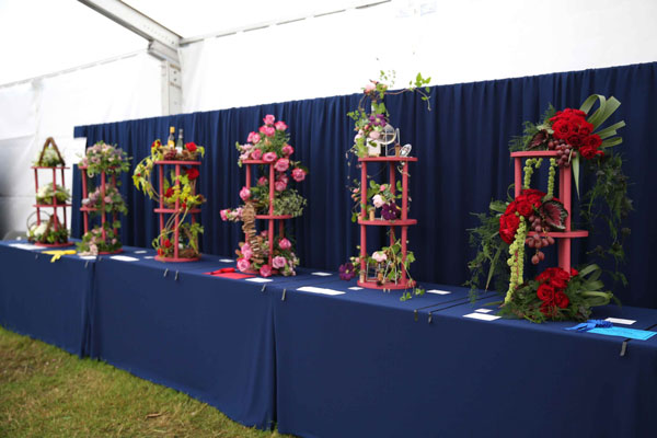 Flower Clubs of Cheshire  entries in the Days of Wine and Roses class of the Royal County Cheshire Show 
