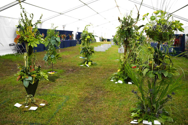 Flower Clubs of Cheshire  entries in the Simply Green class of the Royal County Cheshire Show 