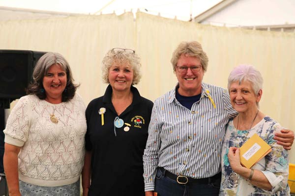 Flower Clubs of Cheshire class award winners with NAFAS National Chairman Nicky Wylie at the 2024 Royal Cheshire Show 