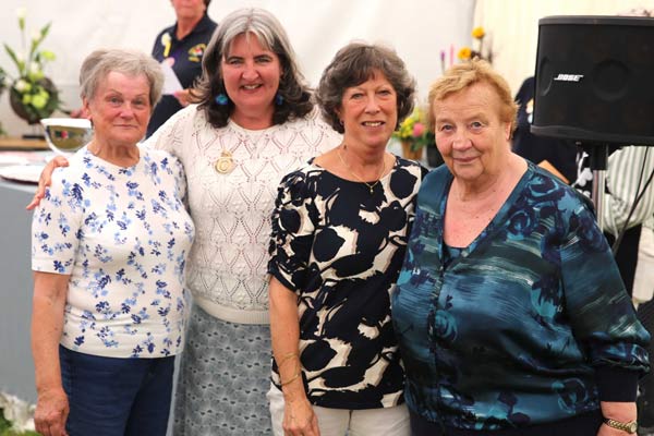 Flower Clubs of Cheshire class award winners with NAFAS National Chairman Nicky Wylie at the 2024 Royal Cheshire Show 