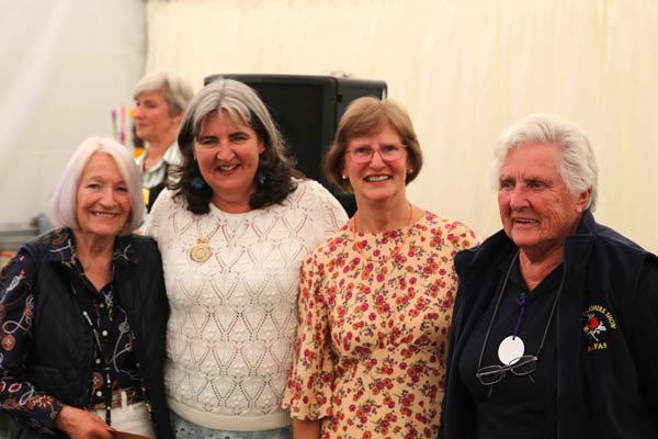 Flower Clubs of Cheshire class award winners with NAFAS National Chairman Nicky Wylie at the 2024 Royal Cheshire Show 
