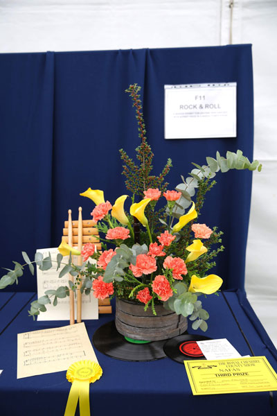 A Flower Clubs of Cheshire  entry in the Rock and Roll class of the Royal County Cheshire Show 